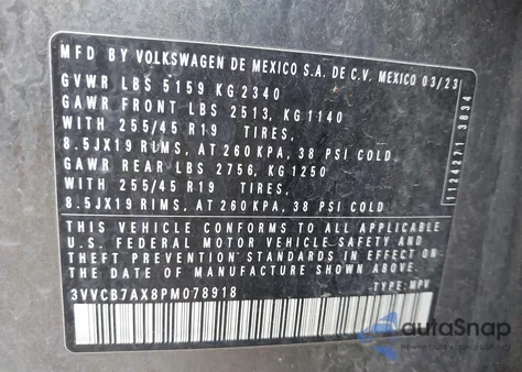 2023 Volkswagen Tiguan 2.0T Se R-Line Black from USA, damaged, VIN 3VVCB7AX8PM078918